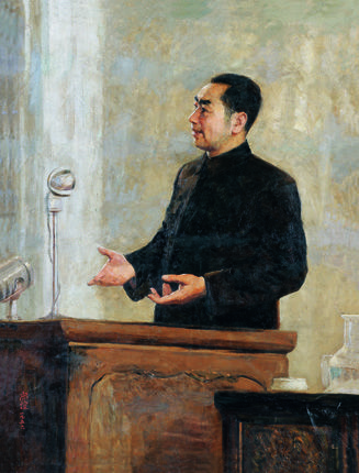 靳尚谊 和平的讲坛上 布面油画 1956年 112 × 86 cm