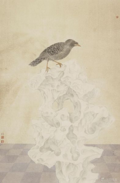 韩非(b.1979)湖石与鸟