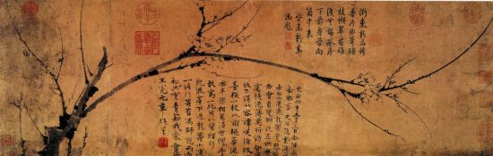 墨梅图，卷，纸本墨笔， 纵30.8，横92.2厘米，上海博物院藏