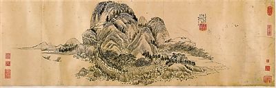 王铎《王屋山图诗卷》（局部） 　纸本水墨 26x512.5cm 1647年 天津博物馆藏